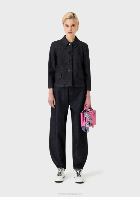 femei R802G49 jachetă din denim mercerizată clătită Armani denim