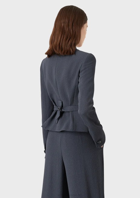 femei R802G52 jachetă din material faux-galuchat cu martingala Armani albastru marin