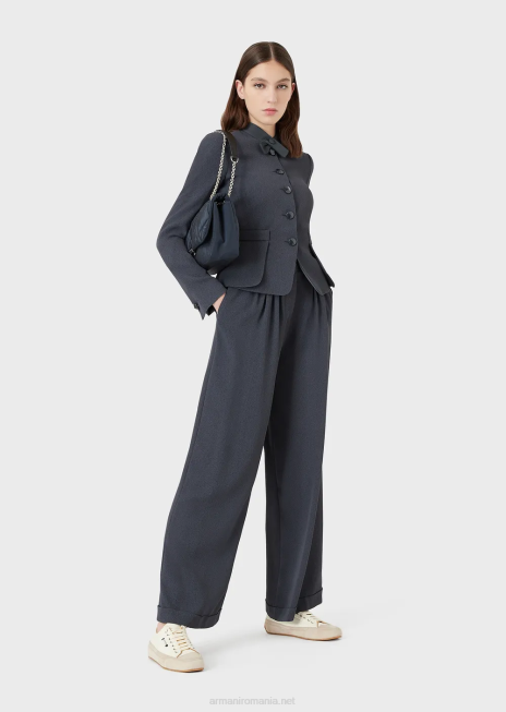 femei R802G52 jachetă din material faux-galuchat cu martingala Armani albastru marin