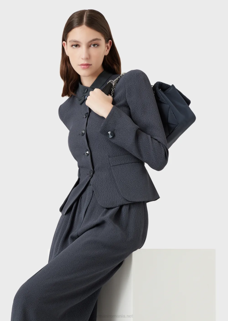 femei R802G52 jachetă din material faux-galuchat cu martingala Armani albastru marin