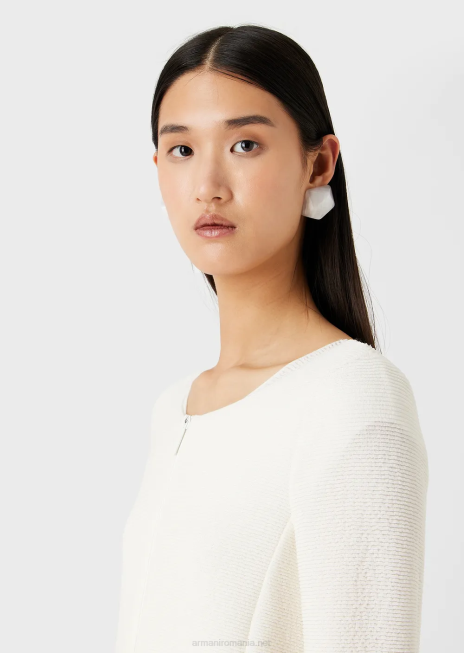 femei R802G54 bolero cu fermoar din jerseu bară Armani alb