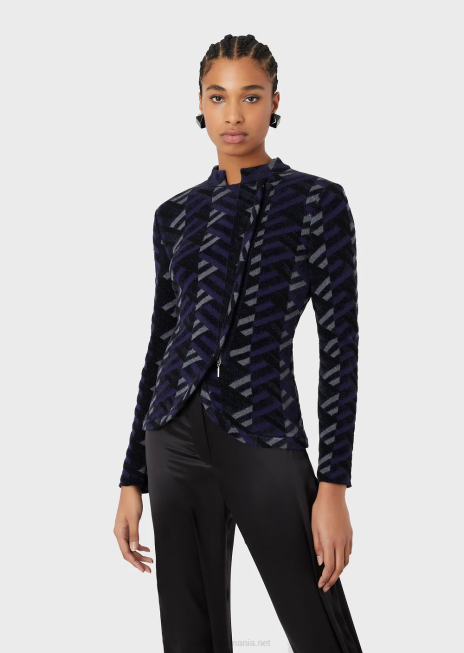 femei R802G56 Cardigan cu tiv lalele din tricot jacquard Armani model