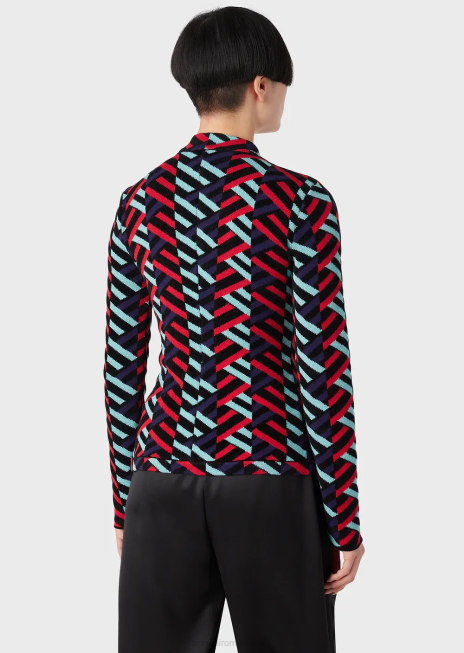 femei R802G57 Cardigan cu tiv lalele din tricot jacquard Armani multicolor