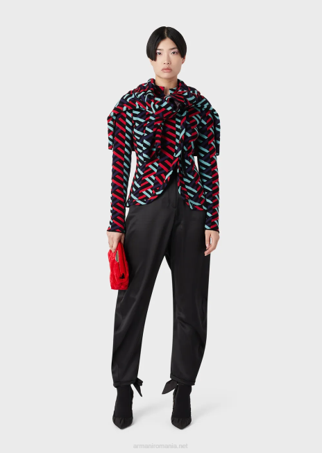 femei R802G57 Cardigan cu tiv lalele din tricot jacquard Armani multicolor