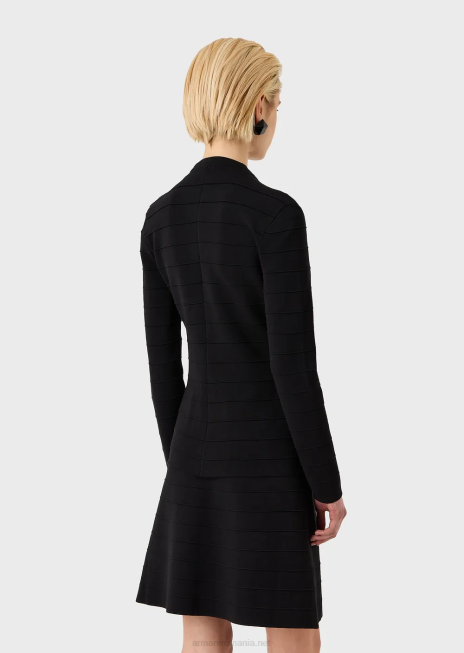 femei R802G59 jachetă cu fermoar din material cusut cu efect de dungi Armani negru