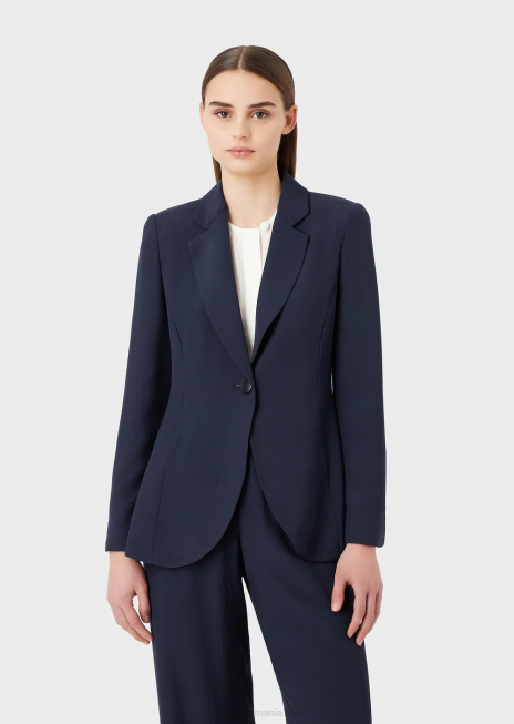 femei R802G63 geacă froisse din viscoză cu revere cu fante Armani