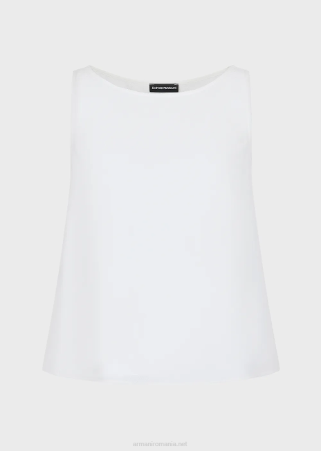 femei R802G344 top evazat cu panouri din spate din material granit Armani alb