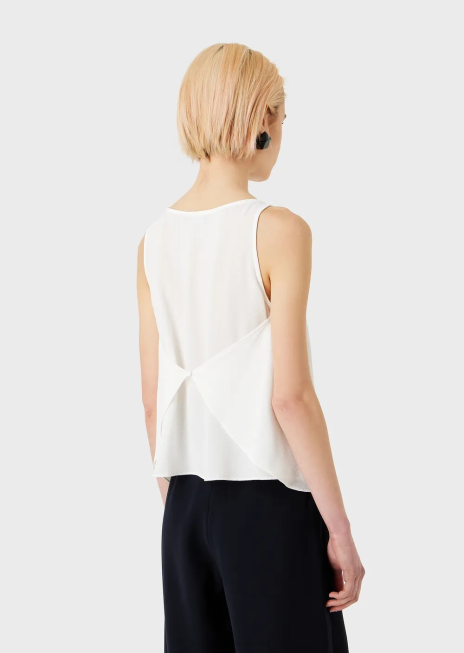 femei R802G344 top evazat cu panouri din spate din material granit Armani alb