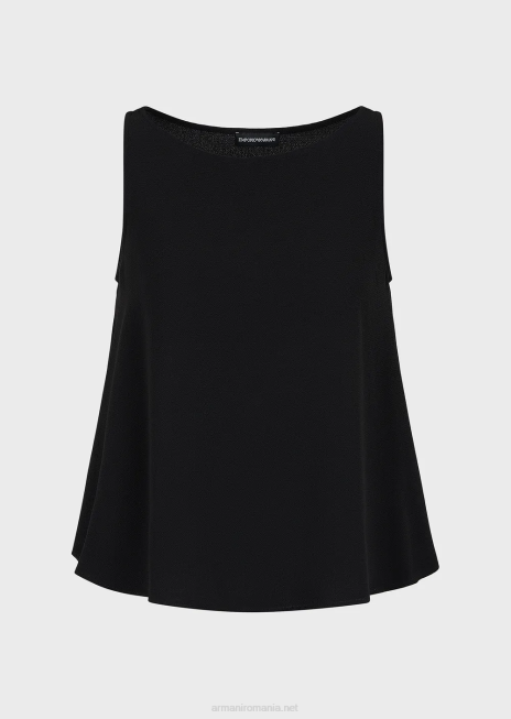 femei R802G346 top evazat cu panouri din spate din material granit Armani negru