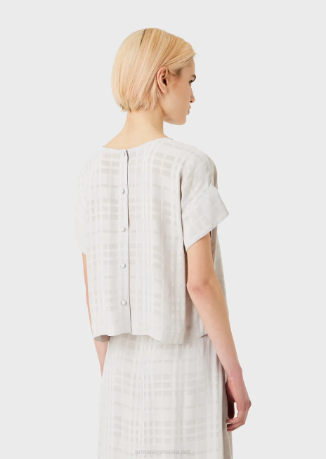 femei R802G350 top din viscoza cu nasturi la spate Armani grigio acqua