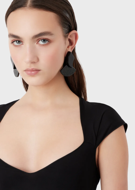 femei R802G354 Top din jerseu de vascoza cu fundita supradimensionata Armani negru