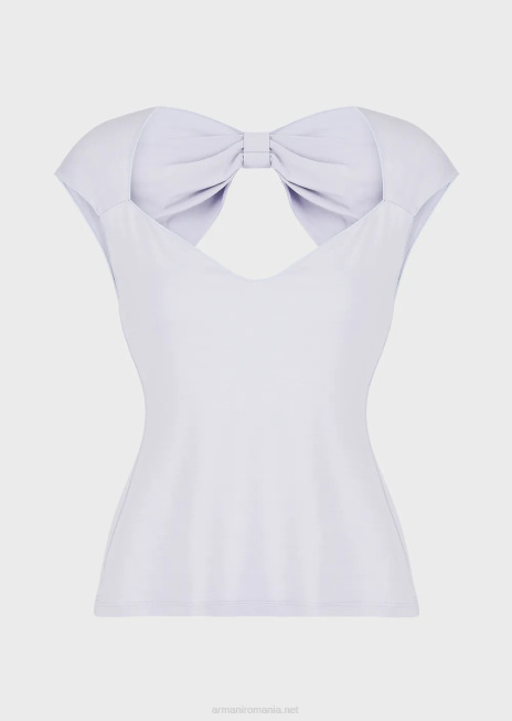 femei R802G356 Top din jerseu de vascoza cu fundita supradimensionata Armani lilla