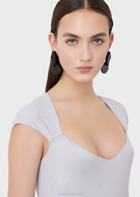 femei R802G356 Top din jerseu de vascoza cu fundita supradimensionata Armani lilla