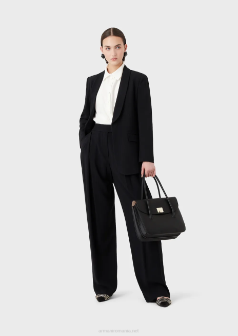 femei R802G359 cămașă din crepon de viscoză cu nod răsucit Armani alb