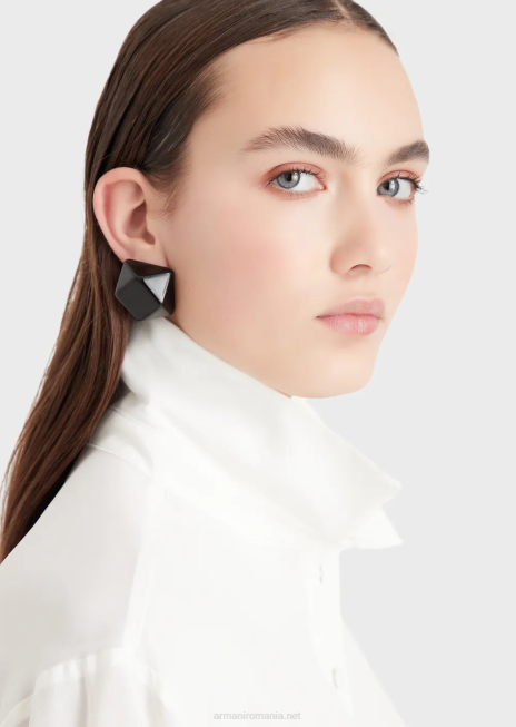 femei R802G359 cămașă din crepon de viscoză cu nod răsucit Armani alb