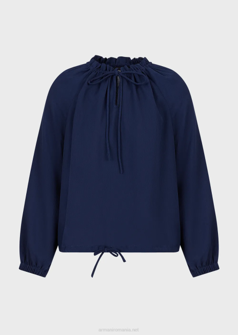 femei R802G364 bluză din crepon de viscoză cu șnur Armani