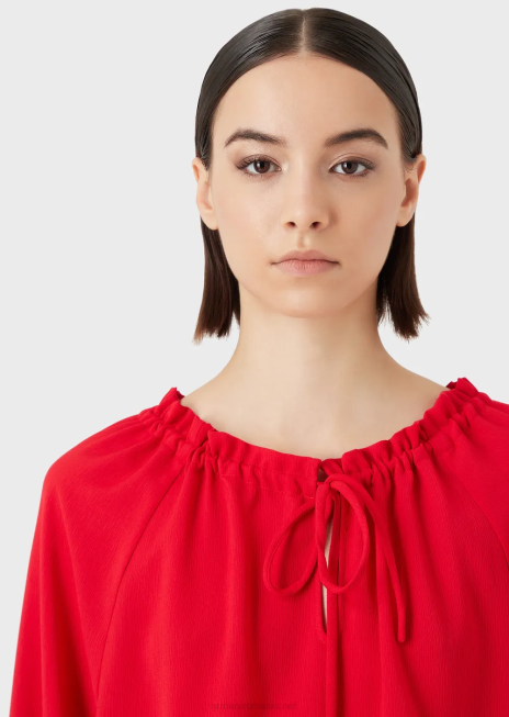 femei R802G364 bluză din crepon de viscoză cu șnur Armani