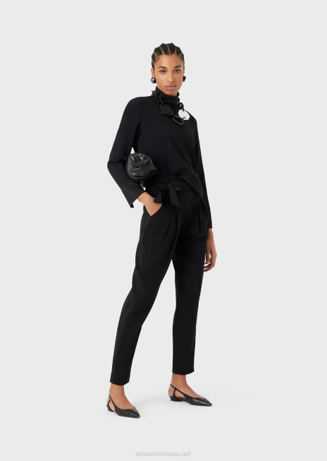 femei R802G365 bluză cu decolteu fals din satin envers Armani negru