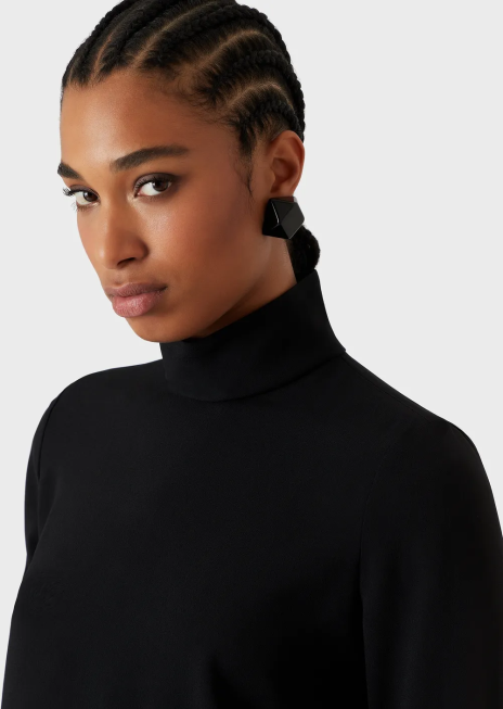 femei R802G365 bluză cu decolteu fals din satin envers Armani negru