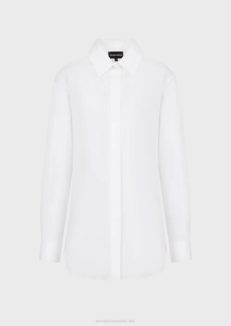 femei R802G367 cămașă supradimensionată din poplin cu deschidere Armani alb