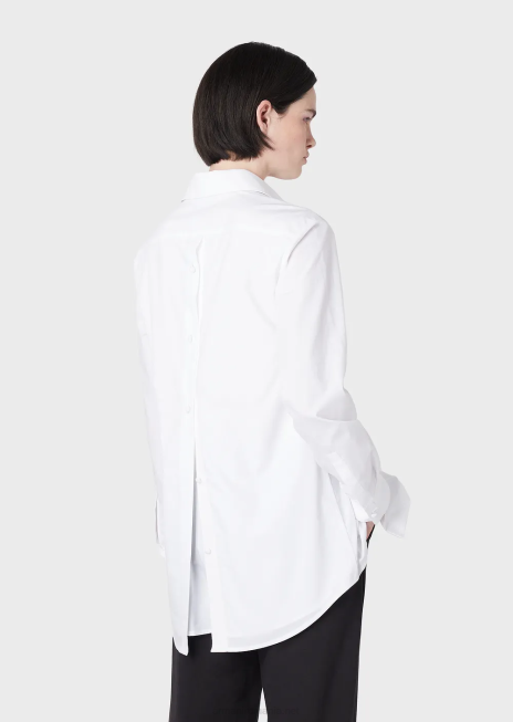 femei R802G367 cămașă supradimensionată din poplin cu deschidere Armani alb