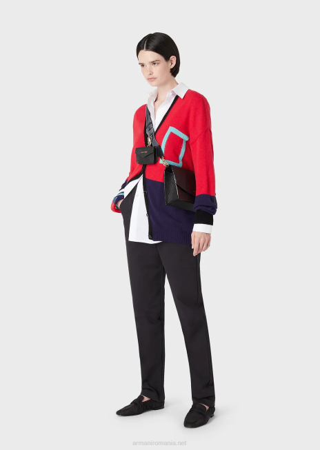 femei R802G367 cămașă supradimensionată din poplin cu deschidere Armani alb