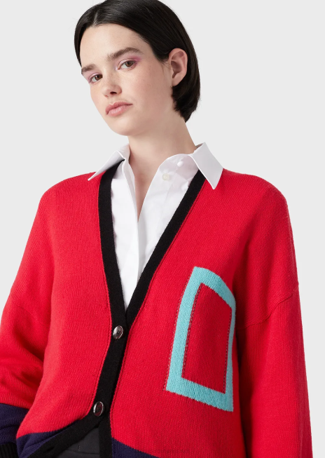 femei R802G367 cămașă supradimensionată din poplin cu deschidere Armani alb