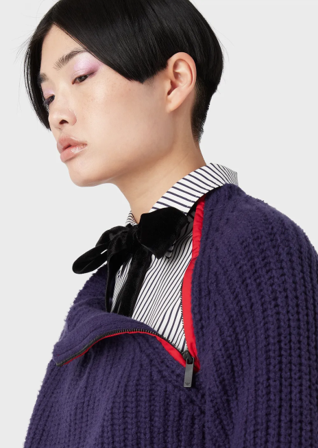 femei R802G368 cămașă supradimensionată din poplin cu deschidere Armani model