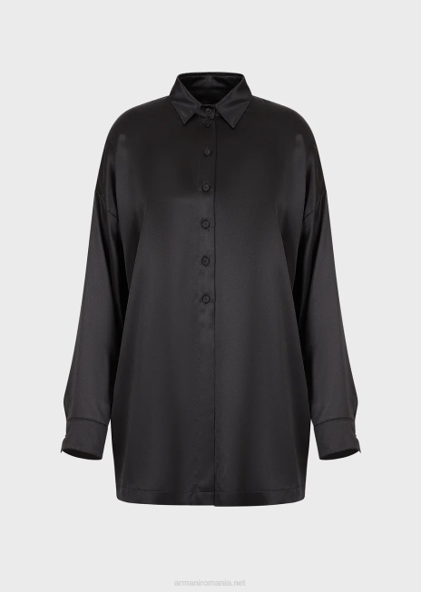 femei R802G369 camasa supradimensionata din satin de matase cu deschidere Armani