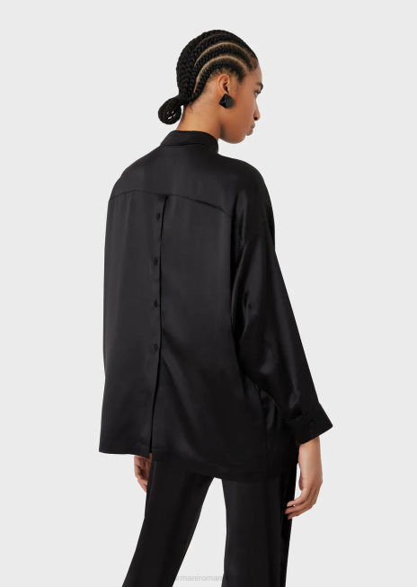 femei R802G369 camasa supradimensionata din satin de matase cu deschidere Armani