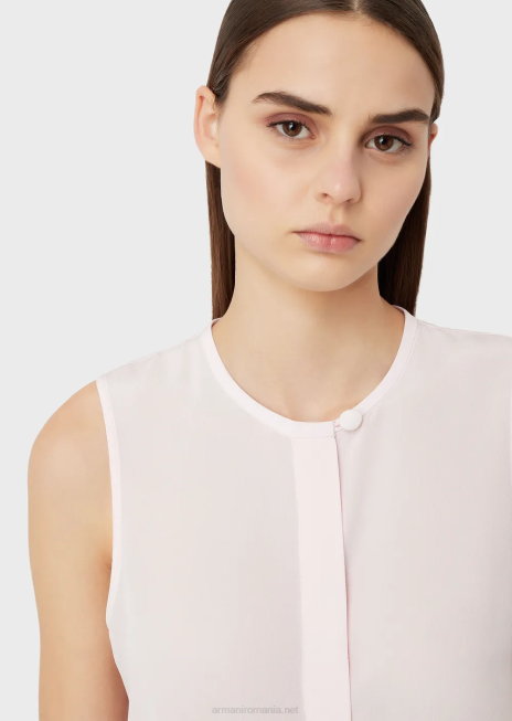 femei R802G370 top fără mâneci crepe-de-chine de mătase pură Armani rosa chiaro