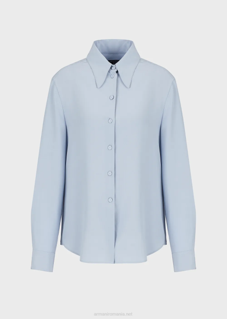 femei R802G374 cămașă din crepe-de-chine de mătase pură Armani azur