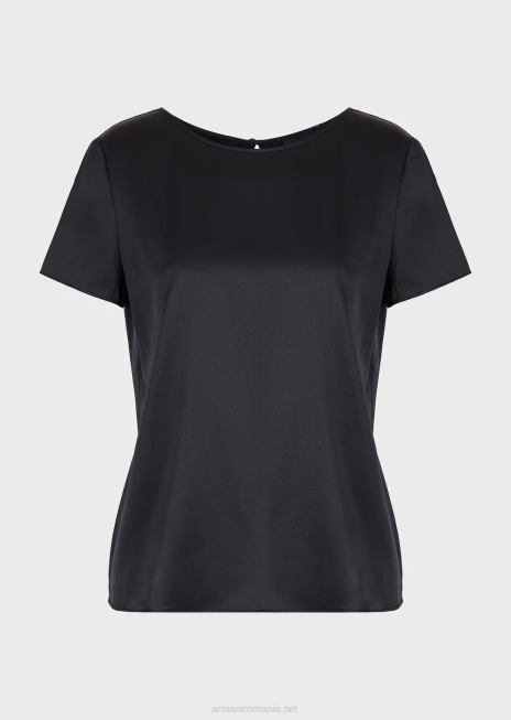 femei R802G379 bluză din satin de mătase Armani negru