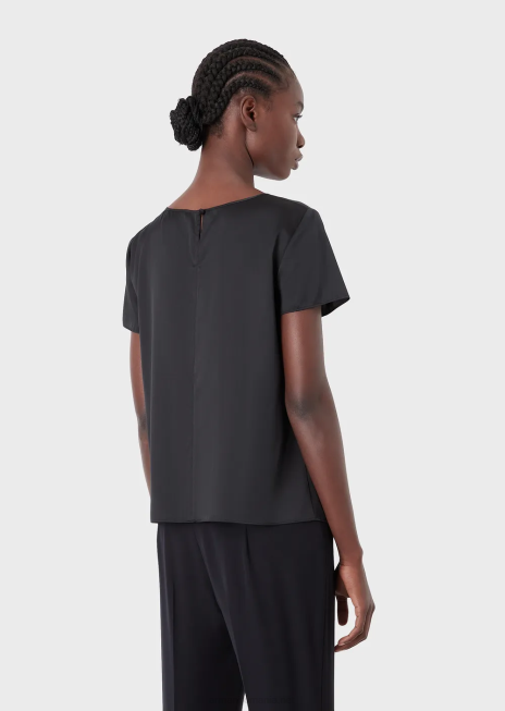 femei R802G379 bluză din satin de mătase Armani negru