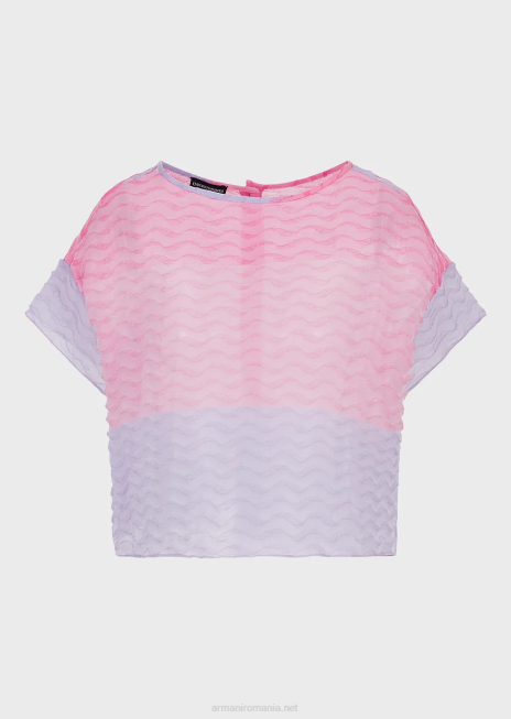 femei R802G382 top din organza bayadere cu motiv cloche ondulat Armani multicolor