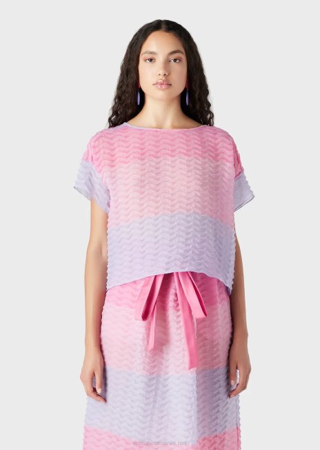 femei R802G382 top din organza bayadere cu motiv cloche ondulat Armani multicolor