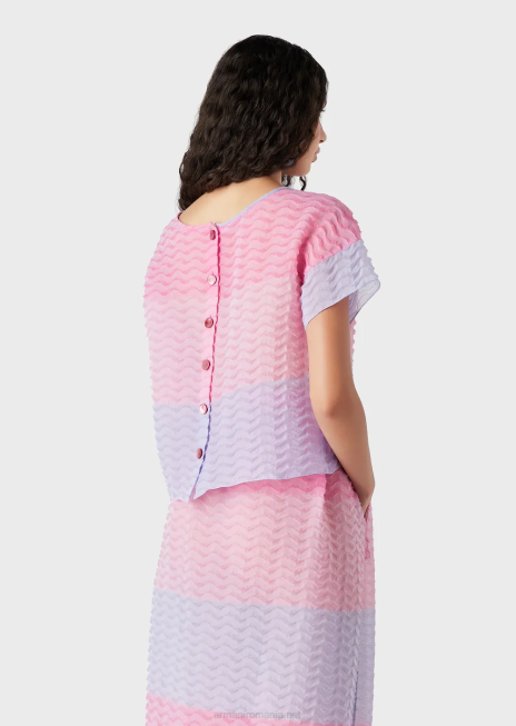 femei R802G382 top din organza bayadere cu motiv cloche ondulat Armani multicolor