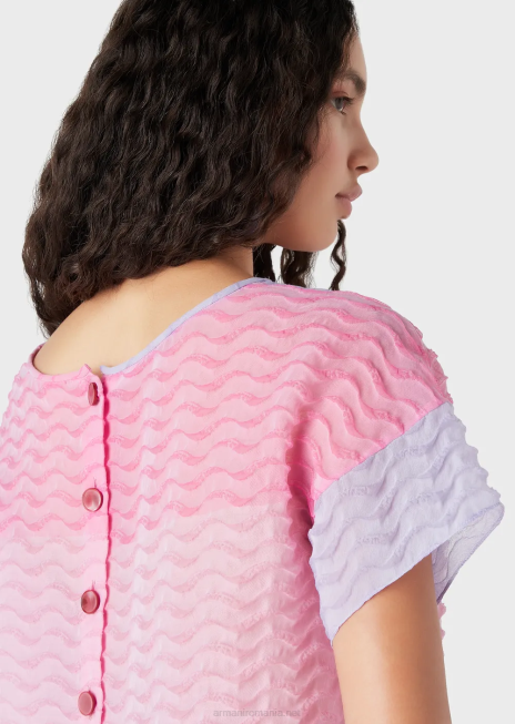 femei R802G382 top din organza bayadere cu motiv cloche ondulat Armani multicolor