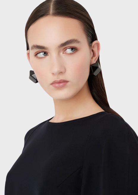 femei R802G384 bluză cu mâneci pelerina din cady tehnic Armani albastru marin