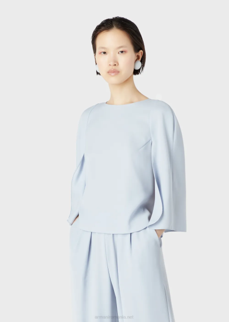 femei R802G385 bluză cu mâneci pelerina din cady tehnic Armani azur