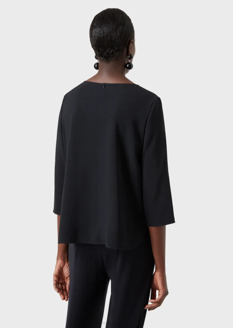 femei R802G388 bluza envers-satin cu maneci 3/4 Armani albastru marin