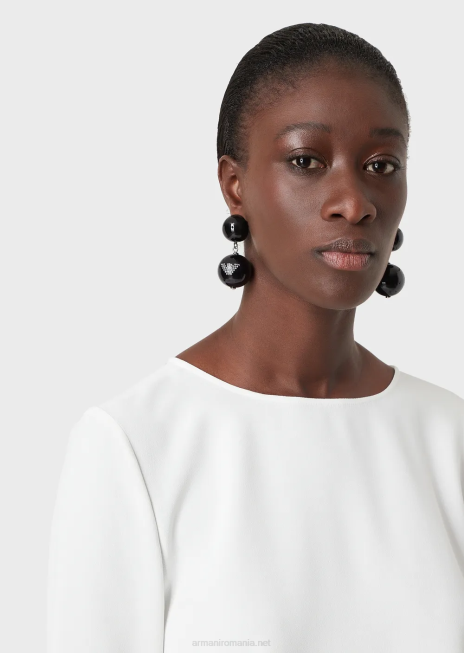 femei R802G389 bluza envers-satin cu maneci 3/4 Armani alb