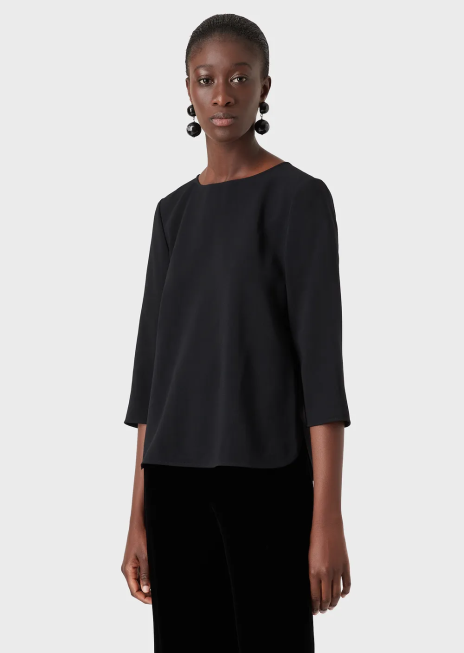 femei R802G390 bluza envers-satin cu maneci 3/4 Armani negru