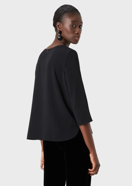 femei R802G390 bluza envers-satin cu maneci 3/4 Armani negru