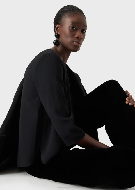 femei R802G390 bluza envers-satin cu maneci 3/4 Armani negru