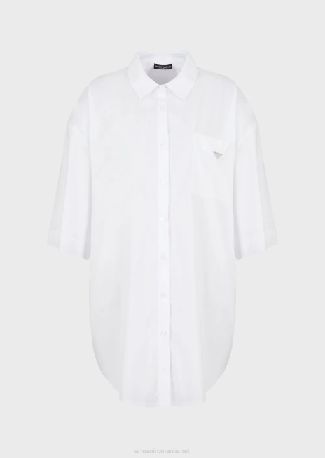 femei R802G391 cămașă de plajă supradimensionată din poplin Armani