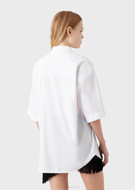 femei R802G391 cămașă de plajă supradimensionată din poplin Armani