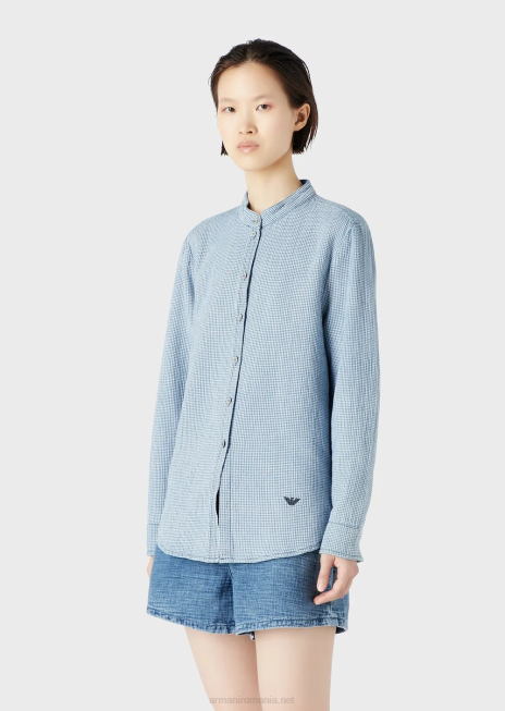 femei R802G392 cămașă din denim vichy cu guler guru Armani model