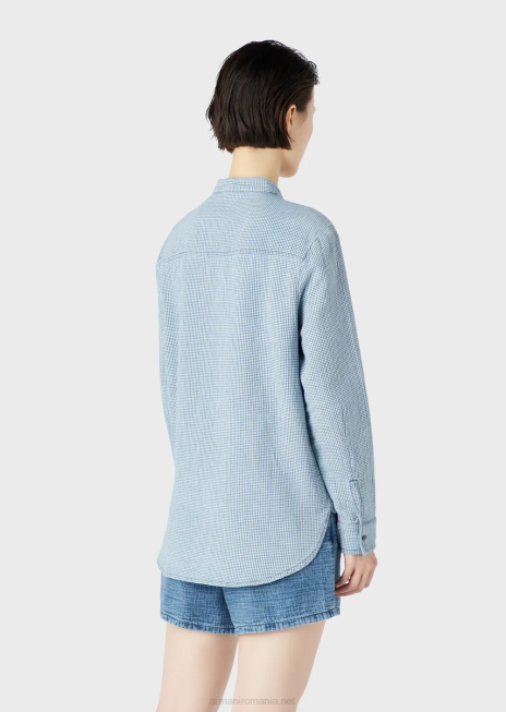 femei R802G392 cămașă din denim vichy cu guler guru Armani model