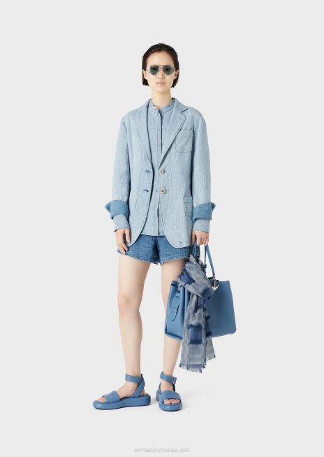 femei R802G392 cămașă din denim vichy cu guler guru Armani model